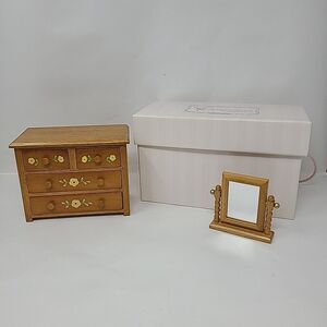 American Girl Angelina Ballerina Wooden Dresser + Top Swivel Mirror Vtg 2000